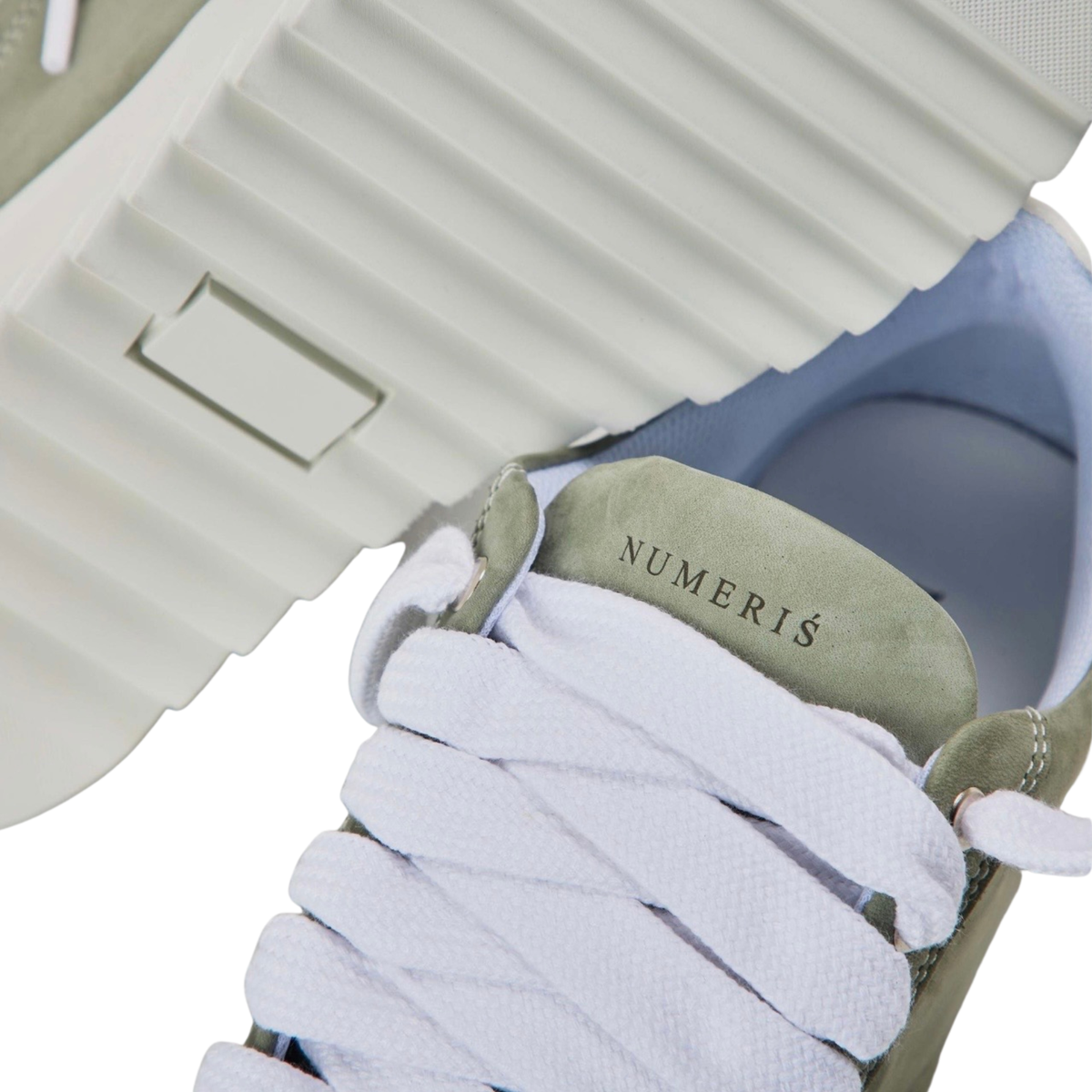 Numeris Suede Nubuck Low-Top Sneakers-Sage Green/White