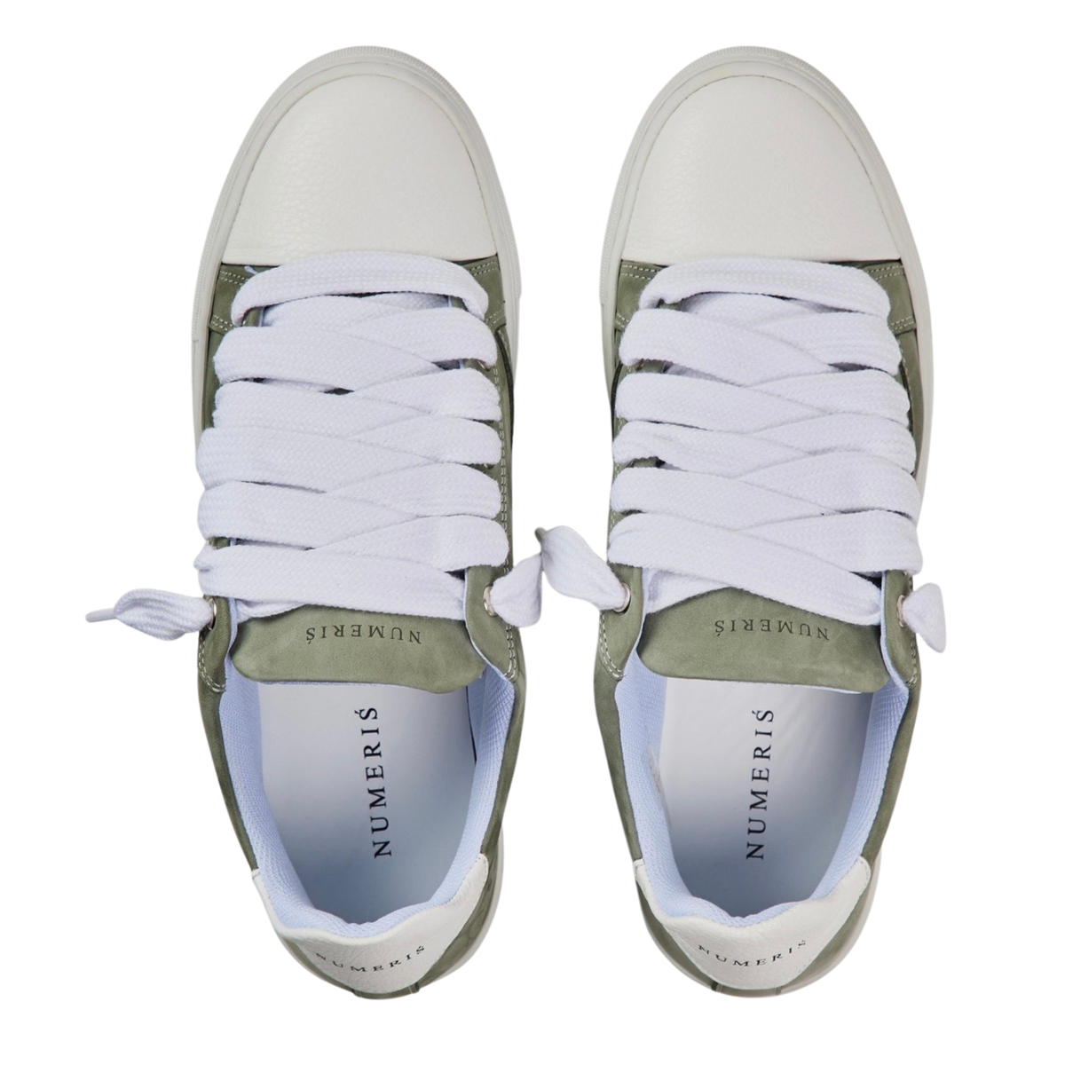 Numeris Suede Nubuck Low-Top Sneakers-Sage Green/White
